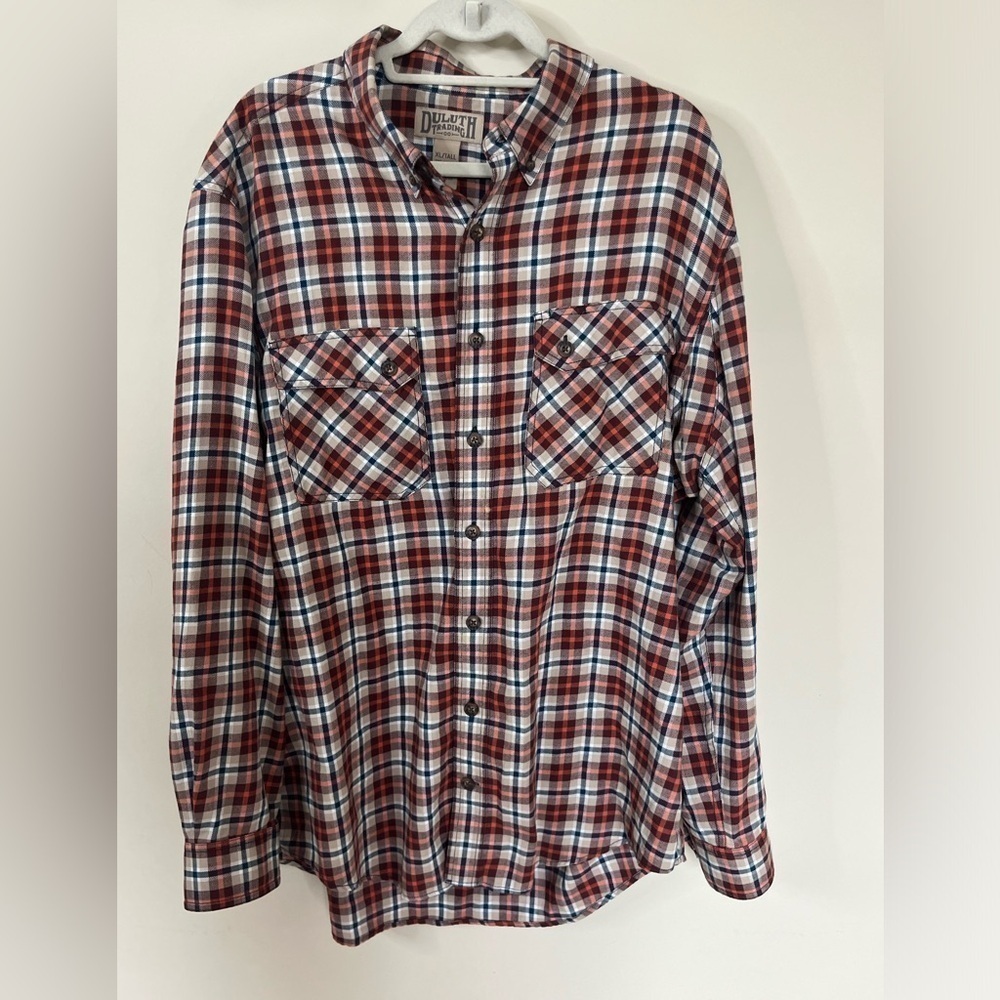 Duluth Trading Co Button Down Plaid Long Sleeve Size XL Tall